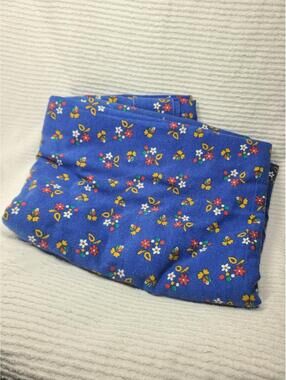 Vtg 80s Sweet Dreams Bedsheet Cotton Flannel Blue Floral Calico Full Size 89x82